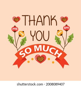 thank you lettering in ribbon with foliage