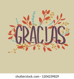 Thank you lettering in spanish: Gracias! Hand drawn phrase. Handwritten modern brush calligraphy for invitation and greeting card, t-shirt, prints and postersChalk texture background