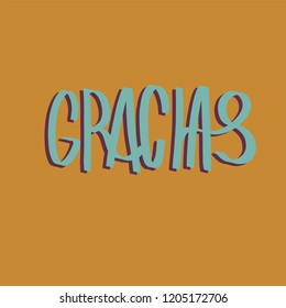 Thank you lettering in spanish: Gracias! Hand drawn phrase. Handwritten modern brush calligraphy for invitation and greeting card, t-shirt, prints and postersChalk texture background