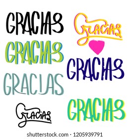 Thank you lettering in spanish: Gracias! Hand drawn phrase. Handwritten modern brush calligraphy for invitation and greeting card, t-shirt, prints and postersChalk texture background