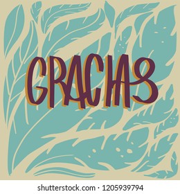 Thank you lettering in spanish: Gracias! Hand drawn phrase. Handwritten modern brush calligraphy for invitation and greeting card, t-shirt, prints and postersChalk texture background