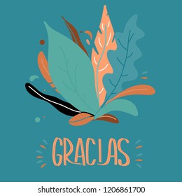 Thank you lettering in spanish: Gracias! Hand drawn phrase. Handwritten modern brush calligraphy for invitation and greeting card, t-shirt, prints and postersChalk texture background