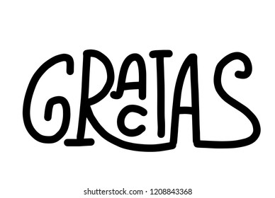 Thank you lettering in spanish: Gracias! Hand drawn phrase. Handwritten modern brush calligraphy for invitation and greeting card, t-shirt, prints and postersChalk texture background