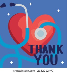 Thank You Lettering Stethoscope Stock Vector (Royalty Free) 2152212497 ...