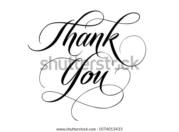 Thank You Lettering Swirls Handwritten Text Stock Vector (Royalty Free ...