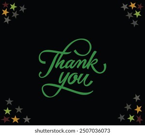 Thank you lettering template with black bg. Thanks, message for your page, with big letters thank you golden colour