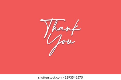 Thank you lettering text with drop shadow. Hand drawn style thanking message. Cursive calligraphic vector.