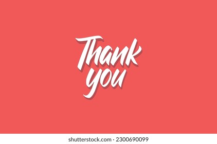 Thank you lettering text with drop shadow. Hand drawn style thanking message. Cursive calligraphic vector.