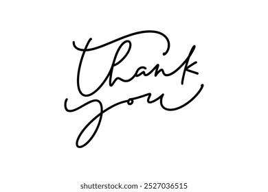 Thank you lettering text handwriting calligraphy isolated on white background Greeting Card Vector thanksgiving day. Perfect for adding a personal touch to your designs, cards, or social media posts.