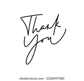 Thank you lettering text handwriting calligraphy isolated on white background Greeting Card Vector thanksgiving day. Perfect for adding a personal touch to your designs, cards, or social media posts.