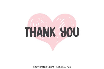 Thank You Lettering Text Heart Background Stock Vector (Royalty Free ...