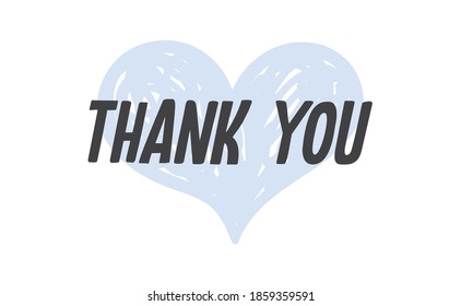 Thank you lettering text with heart background. Thanks and love message. vector design.