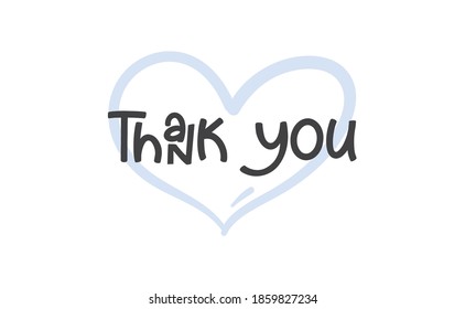 Thank you lettering text with heart background. Thanks and love message. vector design.