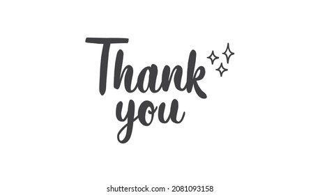 Thank you lettering text with shinning sparks. Hand written message.