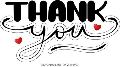 Thank You Lettering Text Vector Illustration