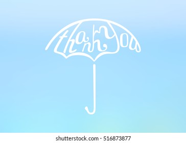 Thank You lettering in umbrella shape. Vector illustration.