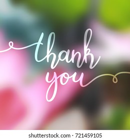 thank you lettering, vector handwritten text, card template