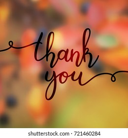 thank you lettering, vector handwritten text, card template