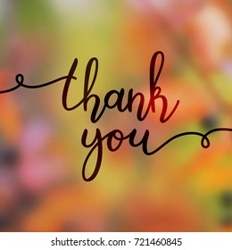 thank you lettering, vector handwritten text, card template