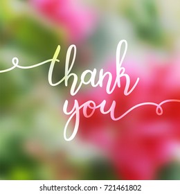 thank you lettering, vector handwritten text, card template