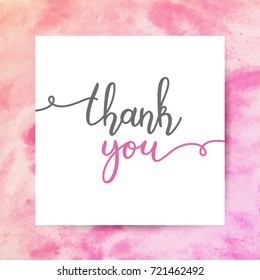 thank you lettering, vector handwritten text, card template