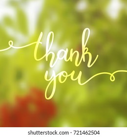 thank you lettering, vector handwritten text, card template