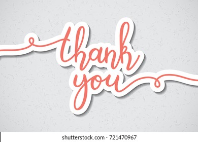 thank you lettering, vector handwritten text, card template