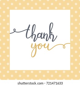 thank you lettering, vector handwritten text, card template