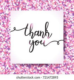 thank you lettering, vector handwritten text, card template