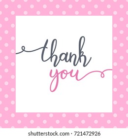 thank you lettering, vector handwritten text, card template