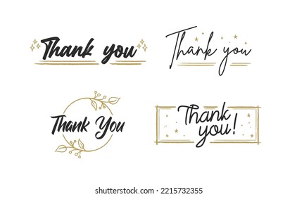 Thank you lettering. Vector illustration hand drawn. Calligraphic thanks message.