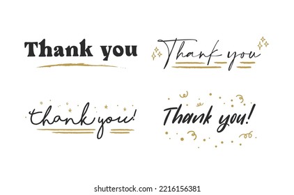 Thank you lettering. Vector illustration hand drawn. Calligraphic thanks message.