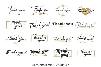 Thank you lettering. Vector illustration hand drawn. Calligraphic thanks message.