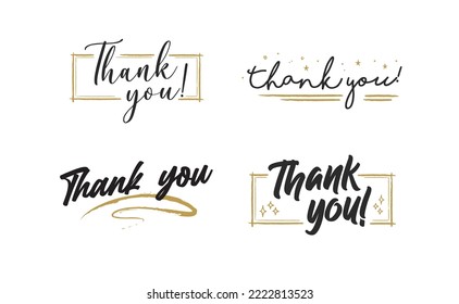 Thank you lettering. Vector illustration hand drawn. Calligraphic thanks message.