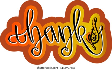 thank you lettering vector image for postcard tshorts on white backgrounde