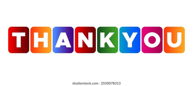 Thank You letters 3d colorful text cubes block. vector isolated on white