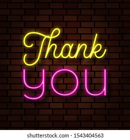 thank you letters neon light text effect illustration