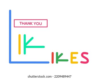 Thank You Like Banner. Thanks For 1000 or 1k Likes. Vector Illustration Isolated on White Background