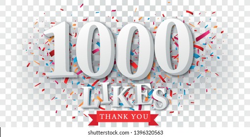 Thank you for likes banner over the confetti