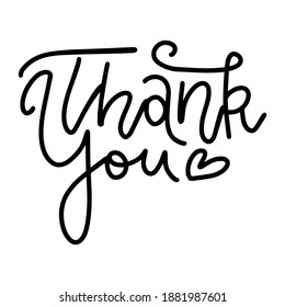 Gracias - texto lineal vectorial manuscrito con corazón. Superposición de las letras