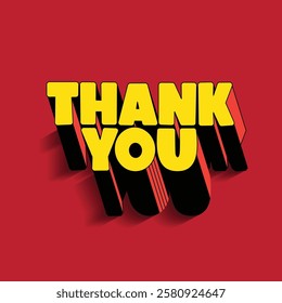 Thank You logo with 3d text effect isolated on red background. Thank you modern lettering for greeting card invitation, T-shirt print design, banner, poster. Thanksgiving and grateful concept.