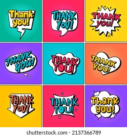 Gracias logo. Mensajes de texto decorativos palabras plantillas de publicidad insignias pegatinas creativas reciente vector gracias conjunto de letras
