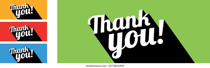 Thank you with long shadow on color background