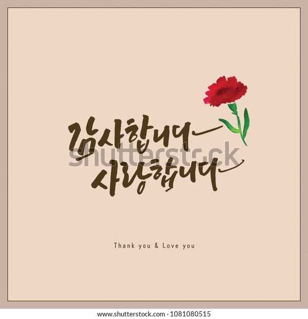 ありがとう 私はあなたを愛しています カーネーションイラスト 先生の日 両親の日 韓国の手書きの書道 のベクター画像素材 ロイヤリティフリー