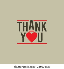 thank you love heart text vector