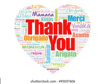 Thank You Love Heart Word Cloud in different languages, concept background