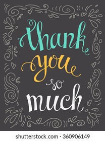 Thank you so mach hand lettering.Template for your design. Vector illustration