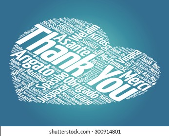 Thank You in many languages, love heart vector concept