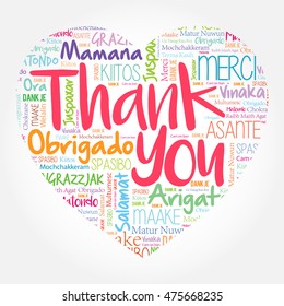 Thank You in many languages, love heart word cloud concept