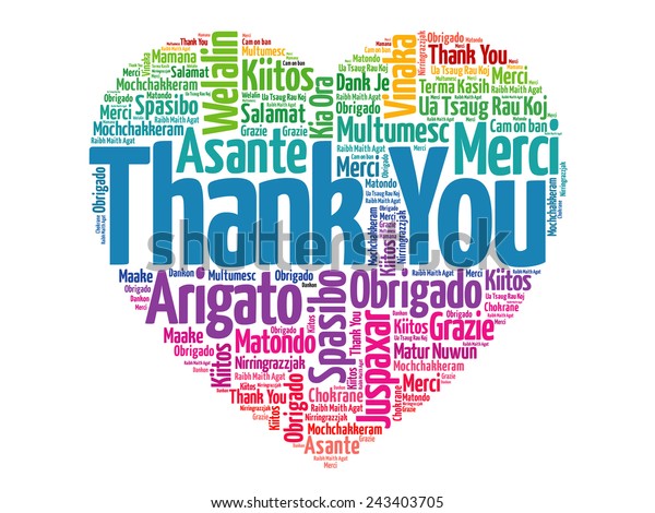 Thank You Many Languages Love Heart Stock Vector (Royalty Free) 243403705